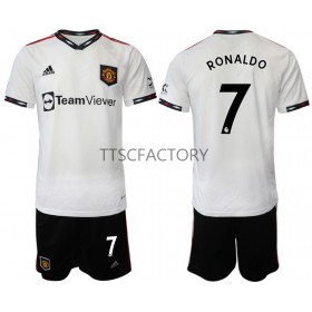 Koszulka Manchester United Cristiano Ronaldo 7 Dziecięcy Wyjazdowe Stroje Piłkarskie 2022/23 Krótki Rękaw